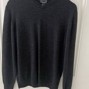 H&M Men's Merino wool Charcoal V-Neck Sweater